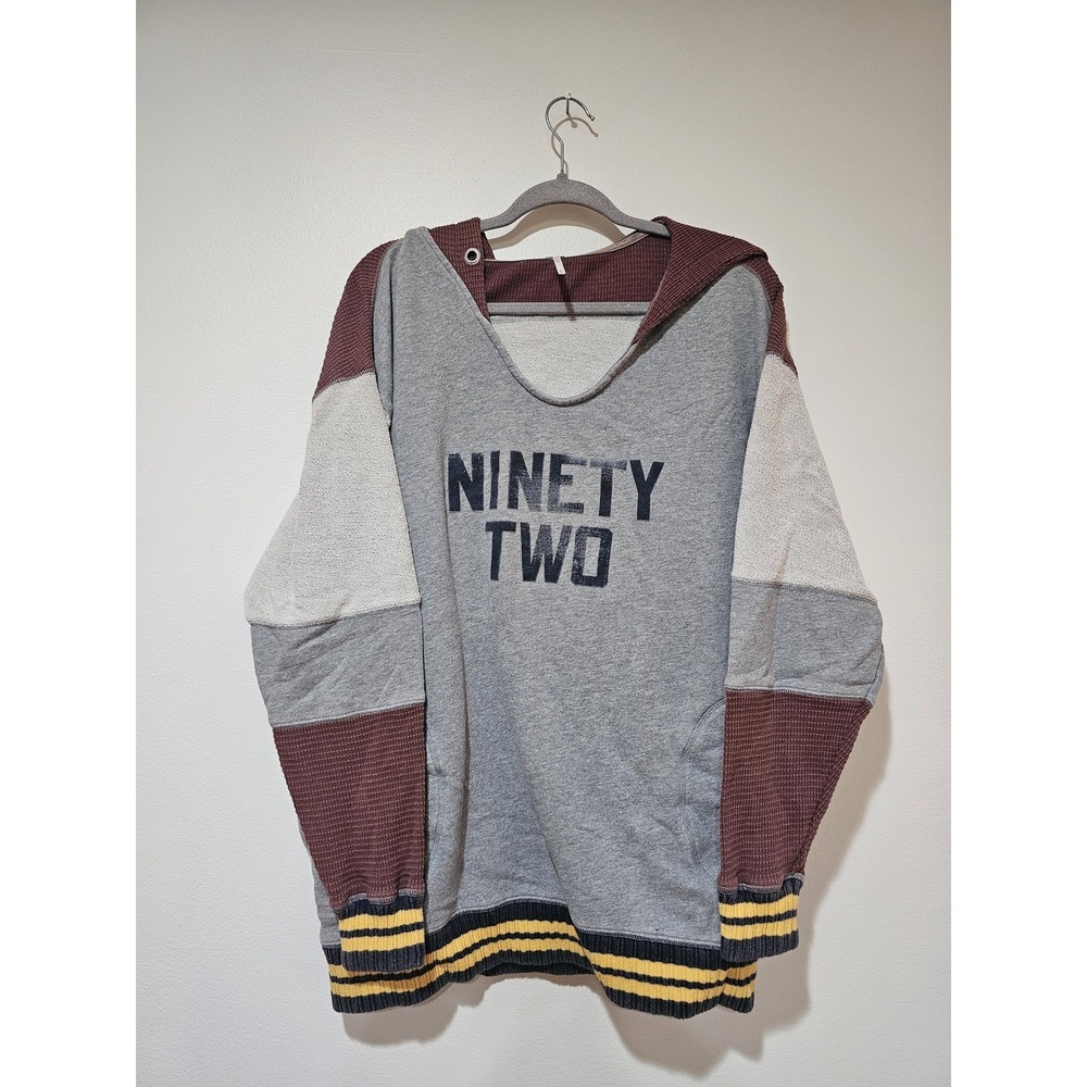 Free People‎ Hoodie Womens Medium Gray Ninety Two Colorblock Raglan Pullover